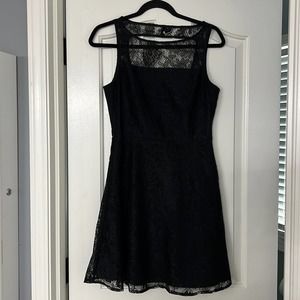 Black fit and flare dress, beautiful lace overlay, BB Dakota -size 2
